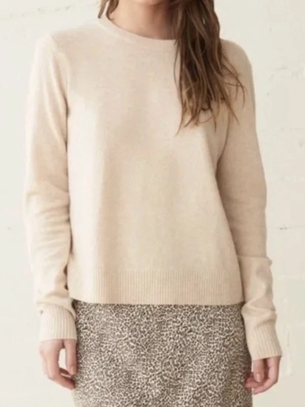 JENNI KAYNE Pullover Sweater Natural Oatmeal/Beige sz S Wool Cashmere blend